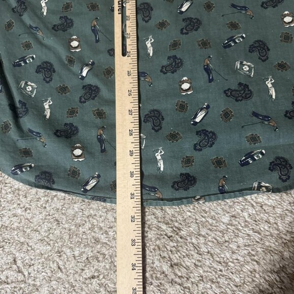 Bugle Boy Company Shirt Mens Extra Large Green Button Down Golf Print Cotton - Picture 6 of 6